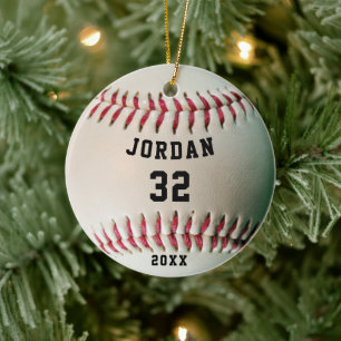 Baseball Player Jersey Number Personalised Ceramic Tree Decoration