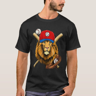 Baseball Player Lion  Pitcher Catcher Baseball Coa T-Shirt