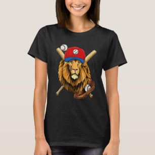 Baseball Player Lion  Pitcher Catcher Baseball Coa T-Shirt