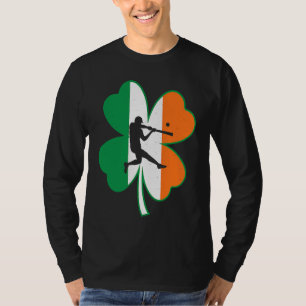 Baseball Player Lucky Shamrock Ireland Flag St Pat T-Shirt