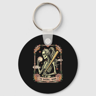 Baseball player mama mother's day skeleton women key ring