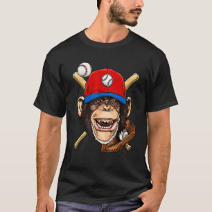 Baseball Player Monkey Face Pitcher Catcher Baseba T-Shirt