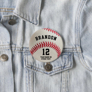 Baseball Player Name Number Parent 7.5 Cm Round Badge