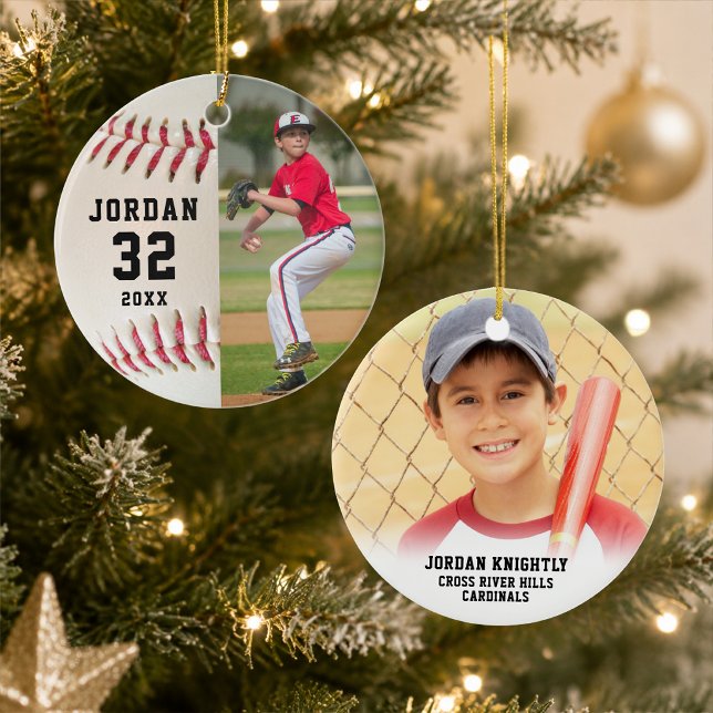 Baseball Player Name Number Photo Ceramic Tree Decoration (Creator Uploaded)