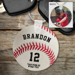 Baseball Player Name Number Photo Personalised Key Ring<br><div class="desc">Create a personalised photo keychain for the baseball player, coach or player's fan you know. Personalise with name, jersey number, team name or other custom text on one side and a full-bleed photo on the other. ASSISTANCE: For help with design modification or personalisation, colour change, transferring the design to another...</div>