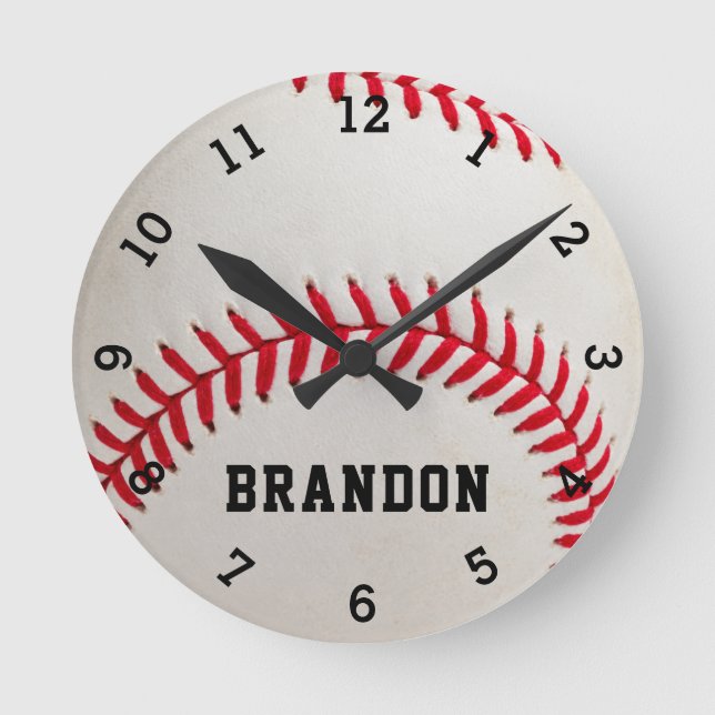 Baseball Player Name Personalised  Round Clock (Front)