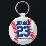 Baseball Player Number School Sports Team Key Ring<br><div class="desc">A perfect pin for sports fans,  athletes,  players,  coach or captain of the baseball team. You can customise the wording to fit any events with this sports theme,  whether it's birthday,  championship celebration or winning party.</div>