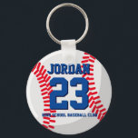 Baseball Player Number School Sports Team Key Ring<br><div class="desc">A perfect pin for sports fans,  athletes,  players,  coach or captain of the baseball team. You can customise the wording to fit any events with this sports theme,  whether it's birthday,  championship celebration or winning party.</div>