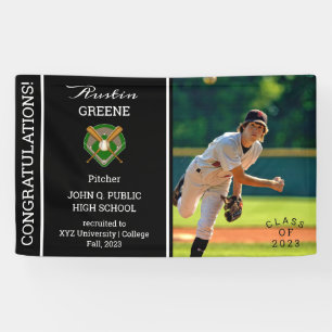 Baseball Player Photo Black Graduation Banner