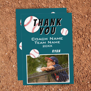 Baseball Player Photo Thank you Coach Card