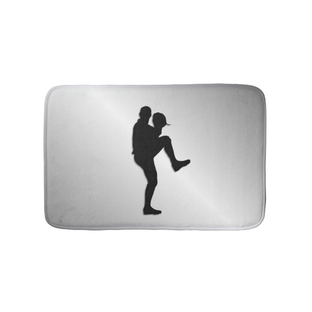 Baseball Player Pitcher Windup Bath Mat (Front)