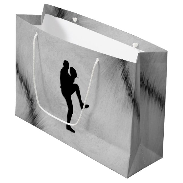 Baseball Player Pitcher Windup Large Gift Bag (Front Angled)