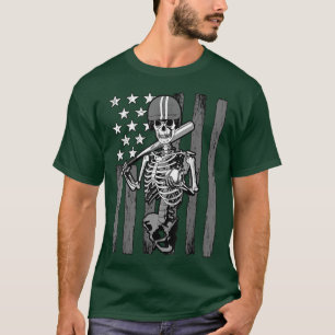 Baseball Player Skeleton Athlete Halloween Usa Fla T-Shirt
