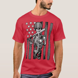 Baseball Player Skeleton Athlete Halloween USA Fla T-Shirt