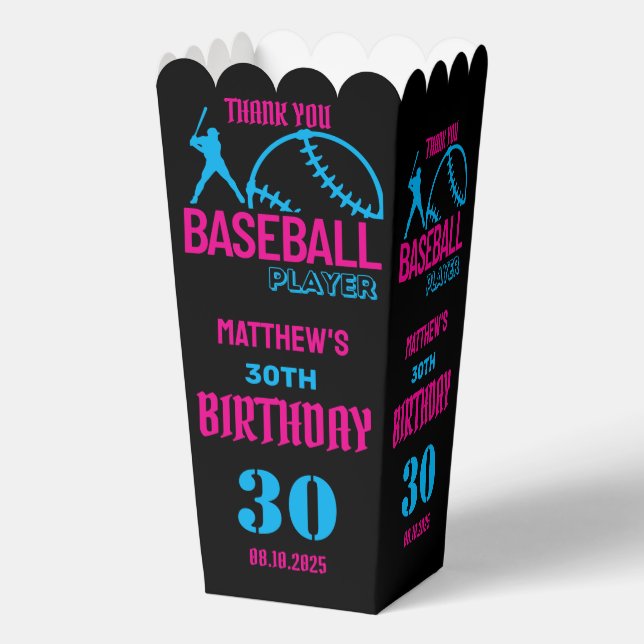 Baseball Player, Team, Birthday Favour Box (Back)
