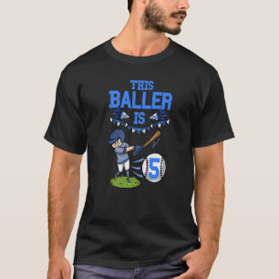 Baseball Player This Baller Is 5 Birthday Baseball T-Shirt