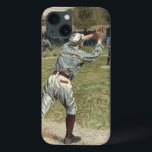 Baseball Player Thrown Out at Second Base iPhone 13 Case<br><div class="desc">This painting belongs in Ken Burns' baseball documentary! A player is thrown out at second as he hustles to reach the base. The perfect gift for the seamhead in your life!</div>