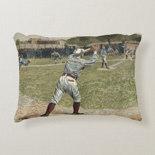 Baseball Player Thrown Out at Second Base Decorative Cushion