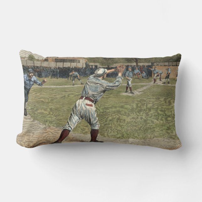 Baseball Player Thrown Out at Second Base Lumbar Cushion (Front)