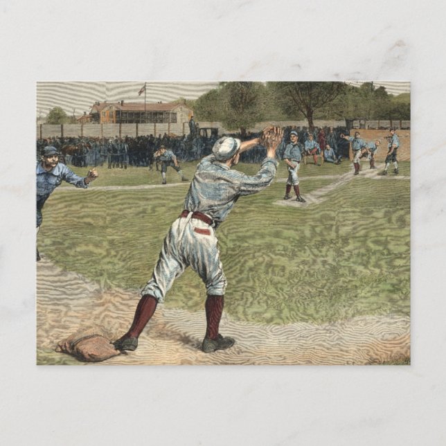 Baseball Player Thrown Out at Second Base Postcard (Front)