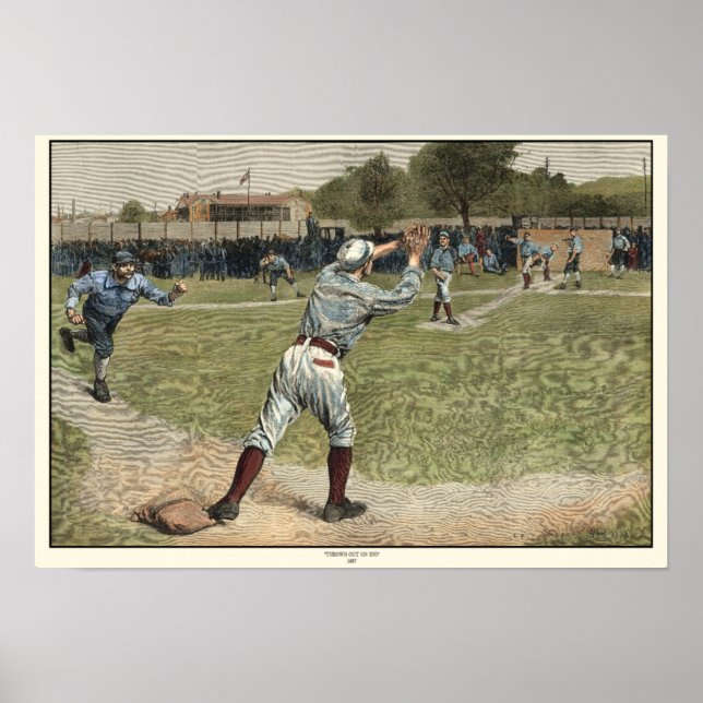 Baseball Player Thrown Out at Second Base Poster (Front)