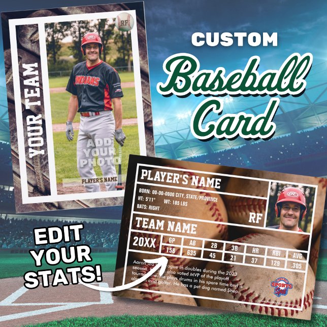 Baseball Player Trading Card Souvenir (Edit your personal baseball stats to customize your own baseball trading card!)