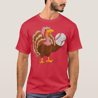 Baseball Player Turkey Funny Thanksgiving Day  T-Shirt