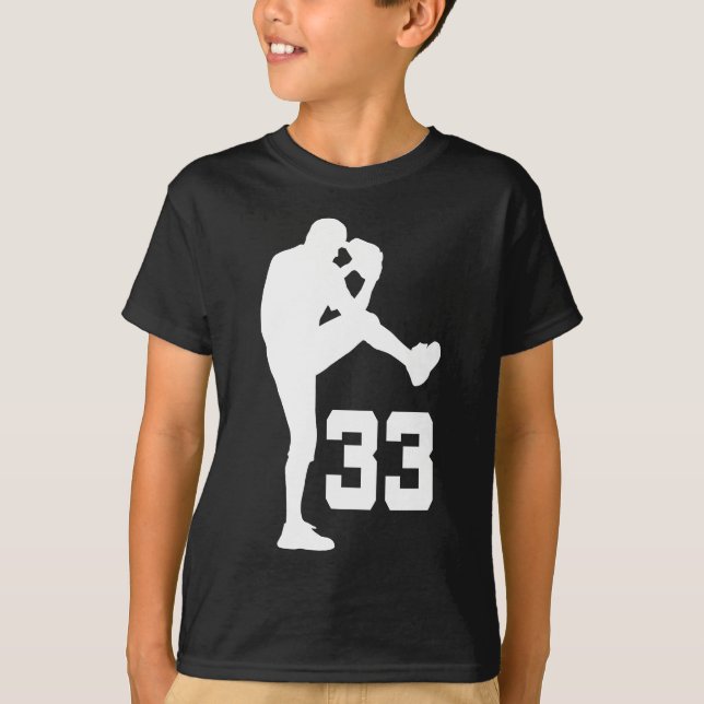Baseball Player Uniform Number 33 Gift T-Shirt (Front)