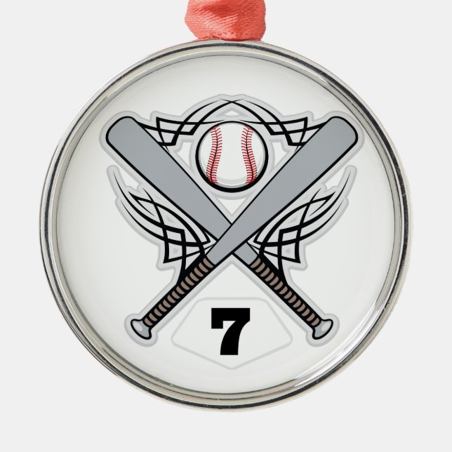 Baseball Player Uniform Number 7 Metal Tree Decoration (Front)