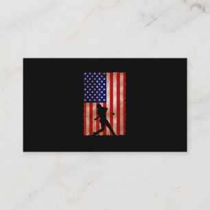 Baseball Player US Flag Patriotic Softball USA Business Card