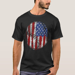 Baseball Player USA American Flag 4th Of July USA T-Shirt