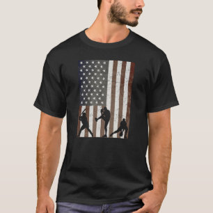 Baseball Player Vintage USA American Flag Patrioti T-Shirt