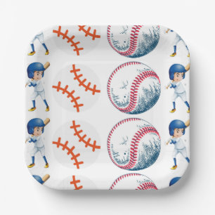 Baseball player watercolor paper plates