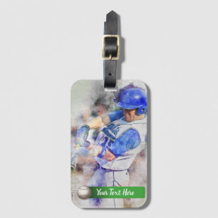 Baseball Player with Blue Uniform Luggage Tag