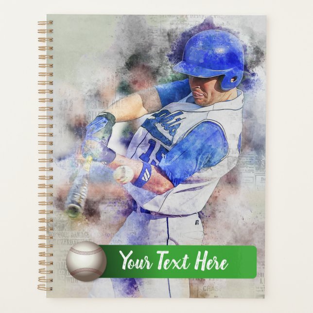 Baseball Player with Blue Uniform Planner (Front)