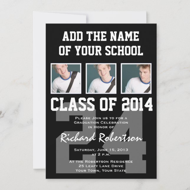 Baseball Player's Graduation Class of 2014 Varsity Invitation (Front)