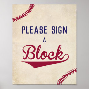 Baseball Please Sign a Block Sign Baby Shower