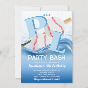 Baseball Pool Party Bash Birthday Invitation