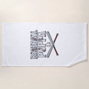 Baseball Poppa Vintage Engraving Shirt Design_1 Beach Towel