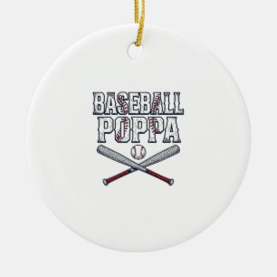 Baseball Poppa Vintage Engraving Shirt Design_1 Ceramic Tree Decoration