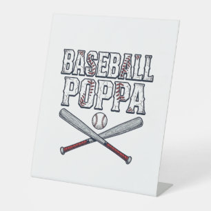 Baseball Poppa Vintage Engraving Shirt Design_1 Pedestal Sign