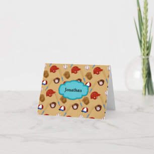 Baseball Print Personalised Note Card