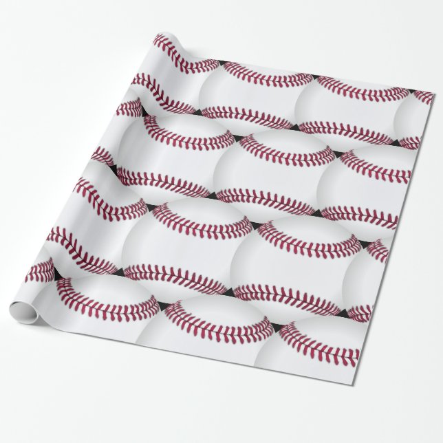 Baseball Print Wrapping Paper (Unrolled)