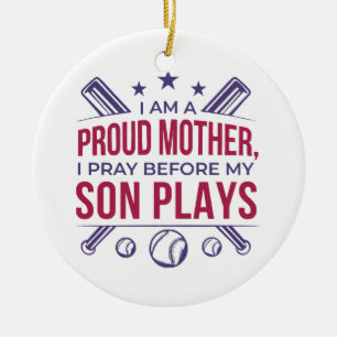 Baseball Proud Mother I Pray Before My Son Plays Ceramic Tree Decoration
