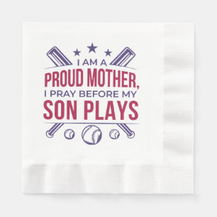 Baseball Proud Mother I Pray Before My Son Plays Napkin