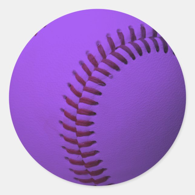 Baseball Purple Classic Round Sticker (Front)