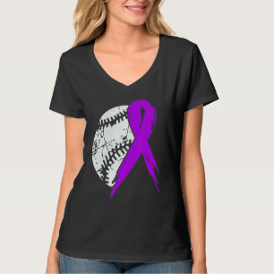 Baseball Purple Ribbon Warrior Alzheimers Awarenes T-Shirt