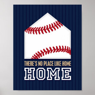 Baseball Quote NO PLACE LIKE HOME Sign Print