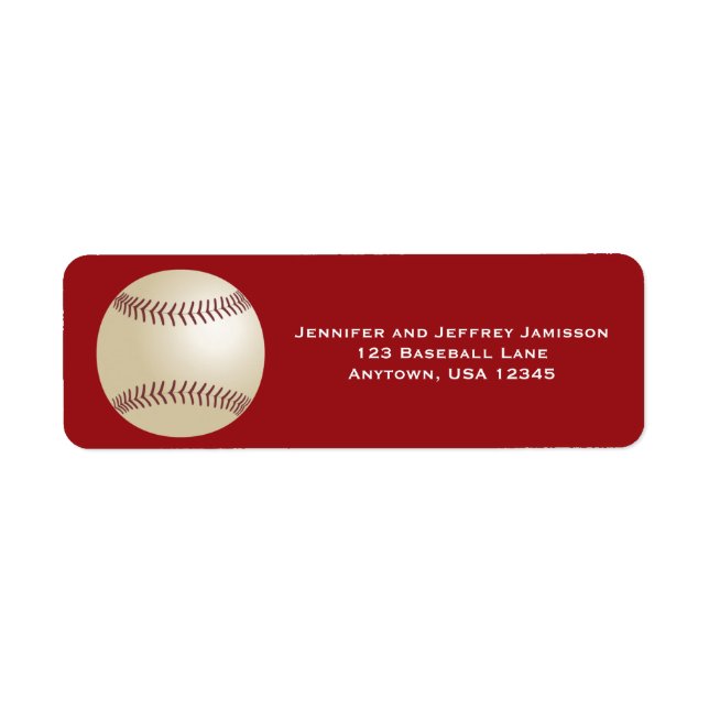 Baseball, Red, Personalised Return Address (Front)