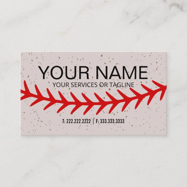 Baseball Red Stitches Lace Themed   Business Card (Front)
